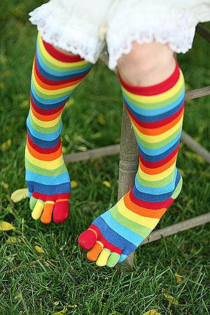 Rainbow toe socks 