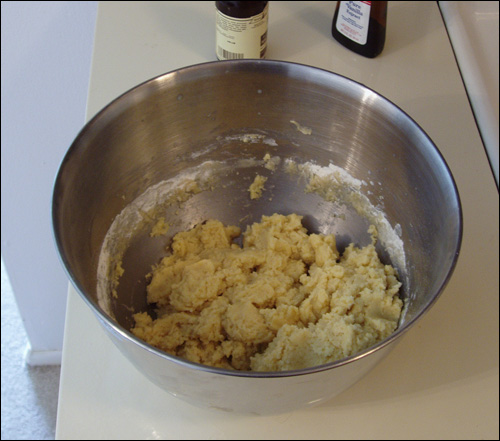 Mixing cookie store dough by hand