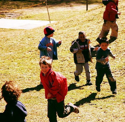 little kids running